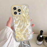 Yellow TPU iPhone 16 Pro Max Case with Floral Flower Pattern